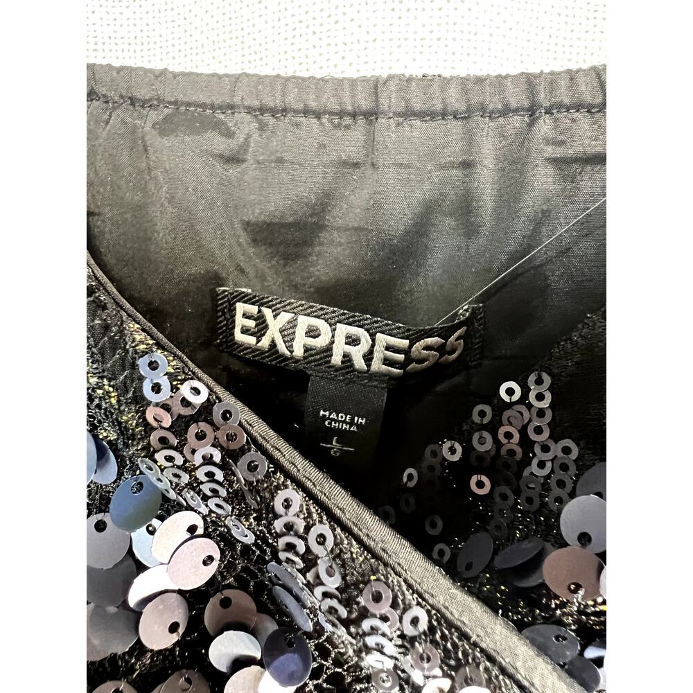 Express Black Silver Sequined Sparkly Sexy Lined Strapless Mini Dress - Picture 11 of 11